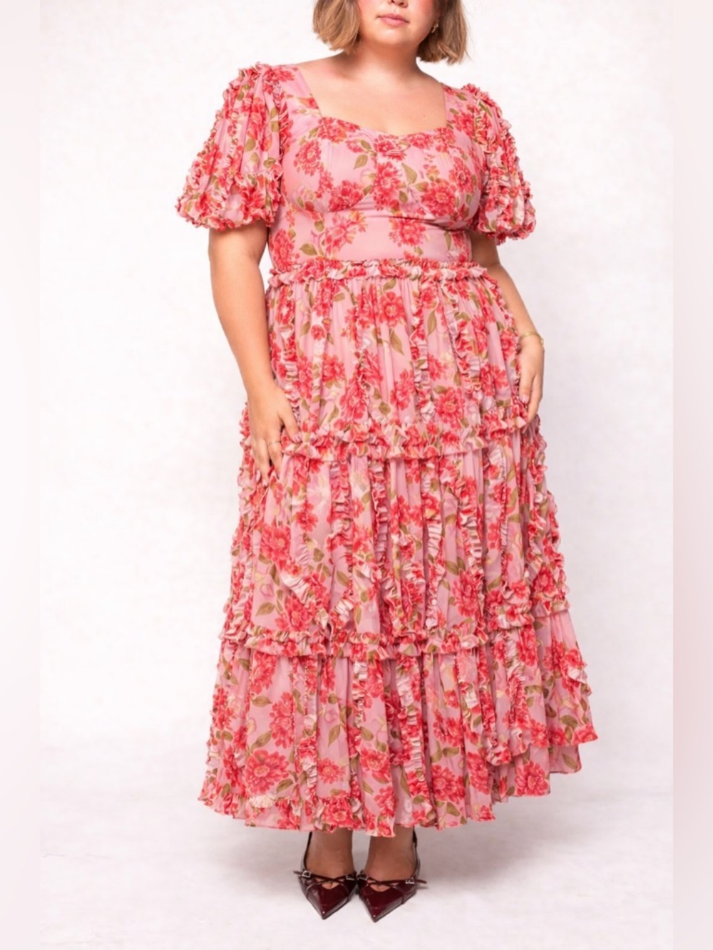 Ivy City pink floral Layla maxi dress size 24W wedding coquette feminine wedding